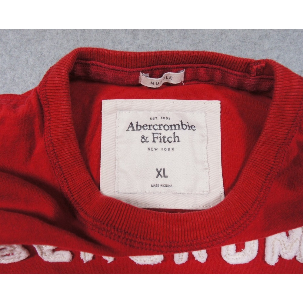 Abercrombie & Fitch Shirt Mens XLarge Red Warriors New York Muscle Tee Casual - Picture 5 of 8
